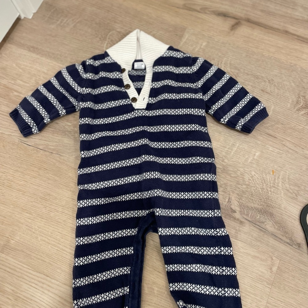 Janie and Jack Navy and Cream Striped Bodysuit